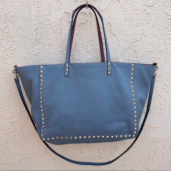 Valentino Rockstud reversible double-sided trapeze tote bag dusty rose and gray - Picture 6 of 17